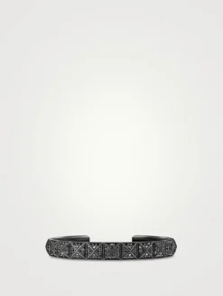 Pyramid Cuff Bracelet In Black Titanium With Black Diamonds, 9.3mm