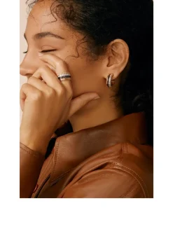 Quatre Classique Gold Hoop Earrings With PVD And Diamonds