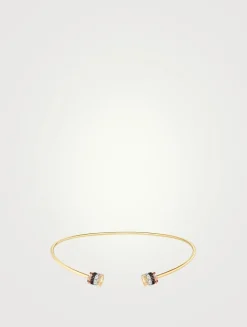 Quatre Classique 18K Gold Two Motifs Open Necklace With Brown PVD And Diamonds