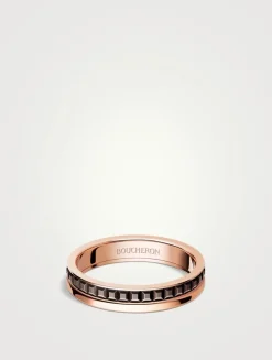 Quatre Classique Rose Gold Wedding Band With Brown PVD