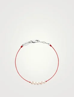 Queen Perles 18K White Gold String Bracelet With Pearls