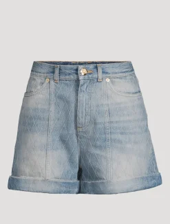 Quilted Denim Shorts