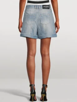 Quilted Denim Shorts