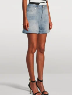 Quilted Denim Shorts