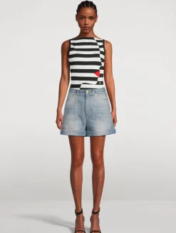 Quilted Denim Shorts