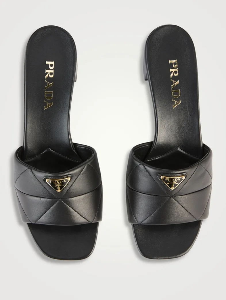 Quilted Leather Mules