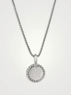 R Initial Charm In Sterling Silver With Pavé Diamonds