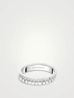 Radiant Edition Quatre Clou de Paris White Gold Wedding Band With Diamonds