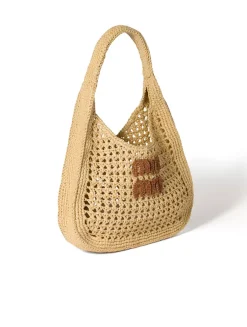 Raffia-effect Woven Hobo Bag