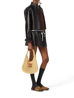 Raffia-effect Woven Hobo Bag