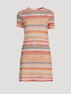 Raschel Mini Dress In Zig Zag Print