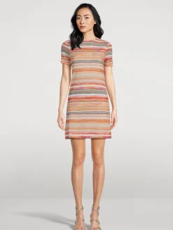 Raschel Mini Dress In Zig Zag Print