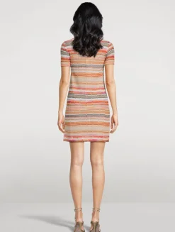 Raschel Mini Dress In Zig Zag Print