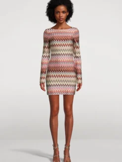 Raschel Mini Dress In Zig Zag Print