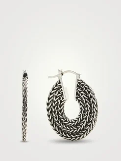 Rata Chain 26MM Silver Hoop Earrings