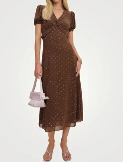 Reformation x Devon Lee Carlson Michelle Dress In Polka Dot Print