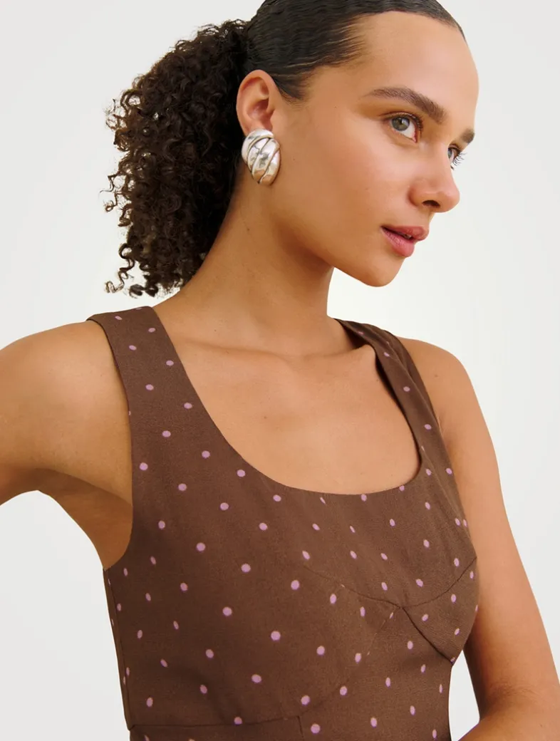 Reformation x Devon Lee Carlson Cher Mini Dress In Polka Dot Print