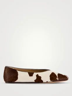 Regency Calf Hair Slippers In Cow Print