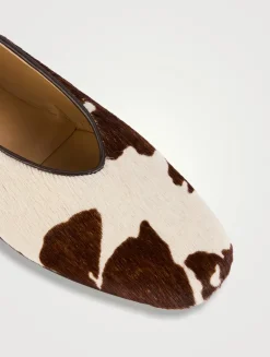 Regency Calf Hair Slippers In Cow Print