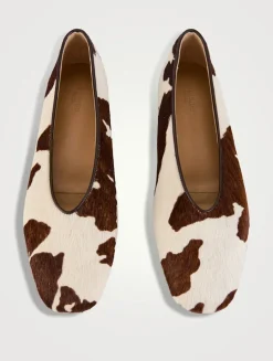 Regency Calf Hair Slippers In Cow Print