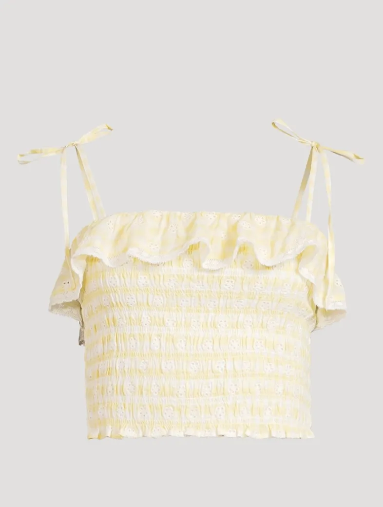 Renada Smocked Cami In Gingham Print