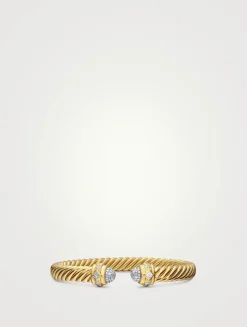 Renaissance® Oval Cablespira Bracelet In 18k Yellow Gold With Diamonds, 7mm