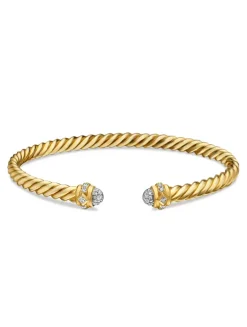 Renaissance® Oval Cablespira Bracelet In 18k Yellow Gold With Diamonds, 4.5mm