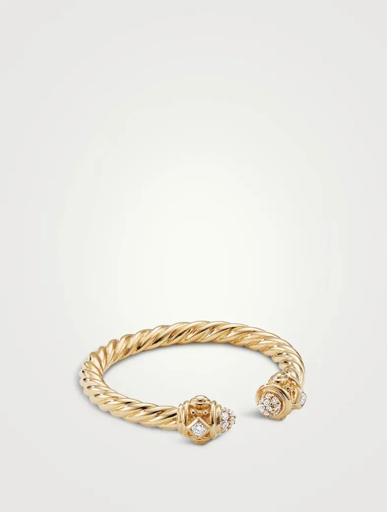 Renaissance Ring In 18k Yellow Gold With Pavé Diamonds