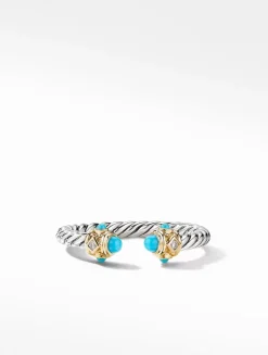 Renaissance Ring In Sterling Silver With 14k Yellow Gold Domes And Diamonds