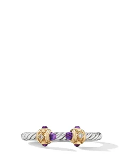 Renaissance Ring In Sterling Silver With 14k Yellow Gold, Gold Domes And Diamonds, 2.3mm