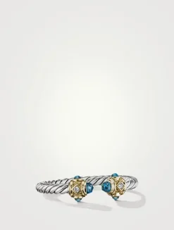 Renaissance Ring In Sterling Silver With Hampton Blue Topaz, 14k Yellow Gold And Diamonds