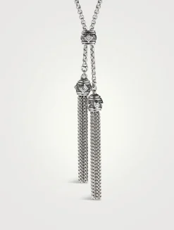 Renaissance Tassel Necklace In Sterling Silver With Pavé Diamonds