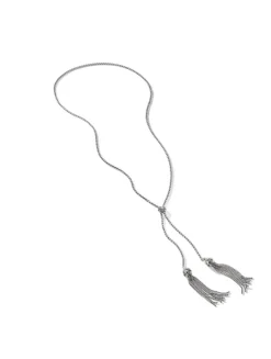Renaissance Tassel Necklace In Sterling Silver With Pavé Diamonds