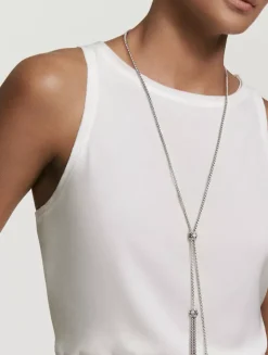 Renaissance Tassel Necklace In Sterling Silver With Pavé Diamonds