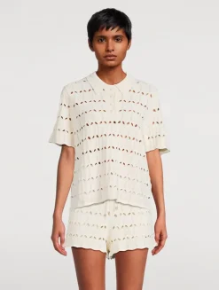 Rhiannon Pointelle Polo Shirt