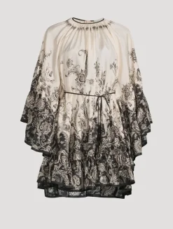 Rhiannon Silk Mini Dress In Paisley Print