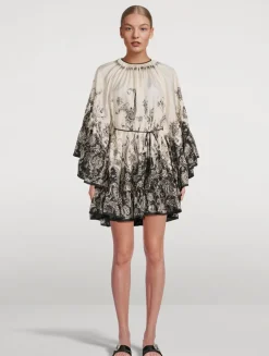 Rhiannon Silk Mini Dress In Paisley Print