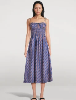 Rhoda Smocked Midi Dress In Paisley Print