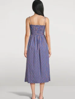Rhoda Smocked Midi Dress In Paisley Print