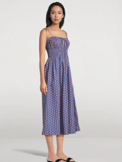 Rhoda Smocked Midi Dress In Paisley Print