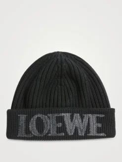 Rib Knit Toque With Blurred Logo