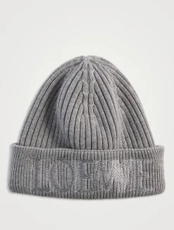 Rib Knit Toque With Blurred Logo