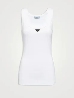 Ribbed Knit Jersey Tank Top