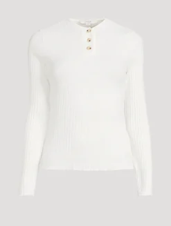 Ribbed Long-Sleeve Henley Shirt