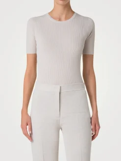 Ribbed Silk And Cotton Top