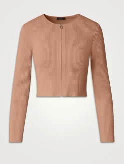 Rib-Knit Cropped Cardigan