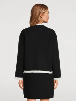 Rib-Knit Fringe-Trimmed Jacket