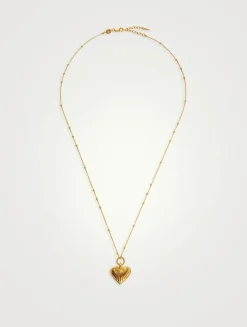 Ridge Heart Charm Pendant Necklace