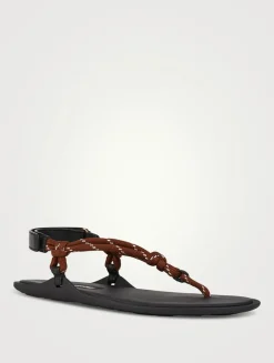 Riviere Cord And Leather Thong Sandals
