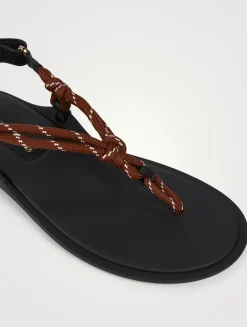 Riviere Cord And Leather Thong Sandals